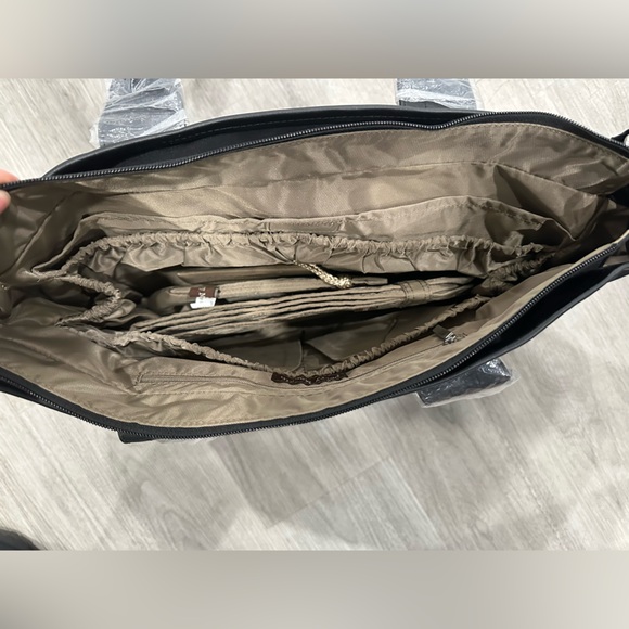 NWT Perry Mackin Black Nylon & Leather Lux Diaper Bag